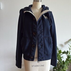 Abercrombie & Fitch Blue Bomber Jacket with Hood